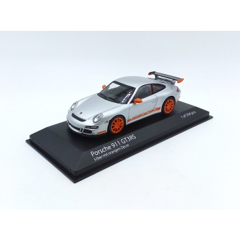 Porsche 911 (997.1) GT3 RS 2006 silver / orange decor - skala 1:43 - Minichamps